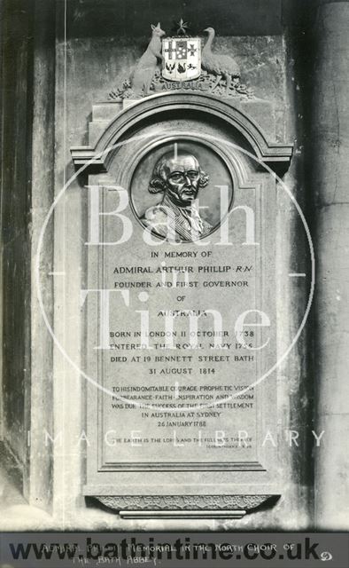 Memorial tablet for Admiral Phillip, Bath Abbey c.1937