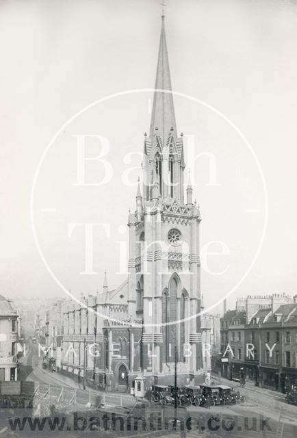 St. Michael's Church revealed by demolition of buildings on Bond Street, Bath 1923