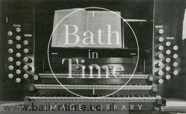 Console of the organ in St. James's Church, Bath c.1940