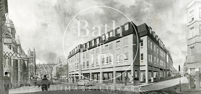 Artist's impression of the redesigned Harvey Block, High Street, Bath 1964