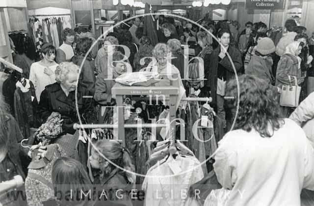 Shoppers at the Laura Ashley sale, New Bond Street, Bath 1987