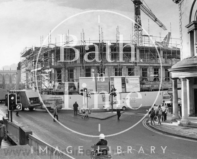 The new Plummer Roddis Building under construction, New Bond Street, Bath 1981