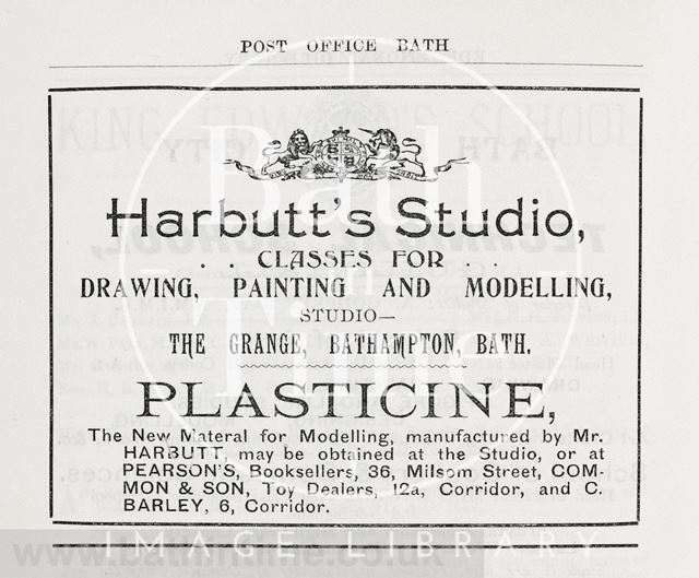 Advertisement in Bath Directory for Plasticine 1892