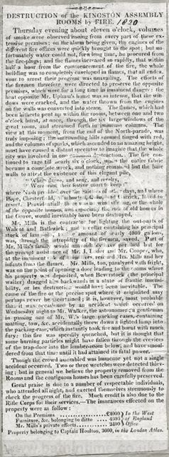 Destruction of the Kingston Assembly Rooms by Fire, Bath 1820