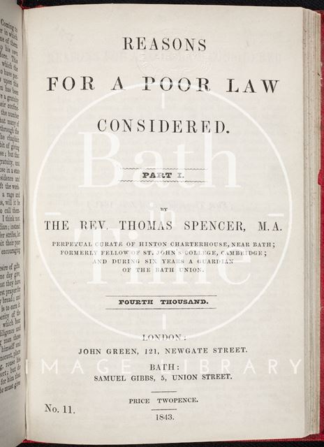 Reasons for a Poor Law Considered. Title Page 1843