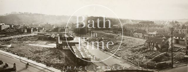 Panorama of Avon Street after post-war demolition, Bath 1940s