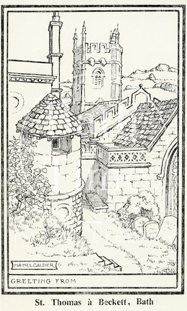 Sketch of St. Thomas à Becket Church, Widcombe, Bath c.1920