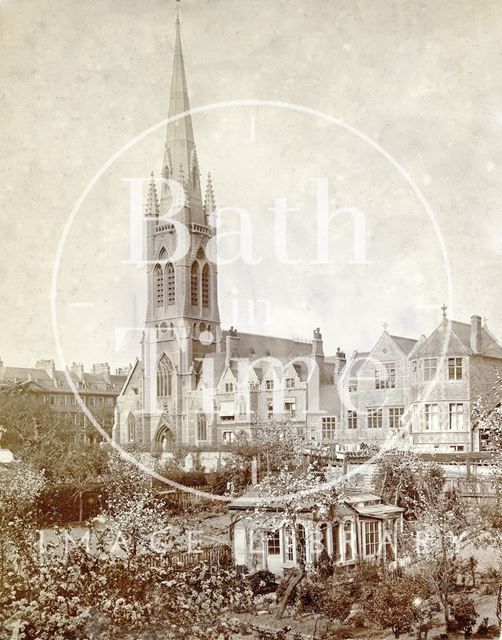 St. John's Roman Catholic Church from southwest, Bath c.1880