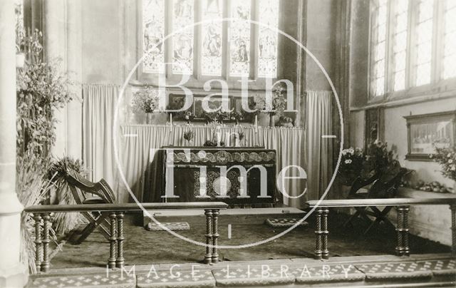 The altar and chancel rail, Croscombe Church, Somerset c.1920