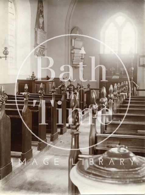 Interior of Woolley Church showing new poppyhead pews 1903