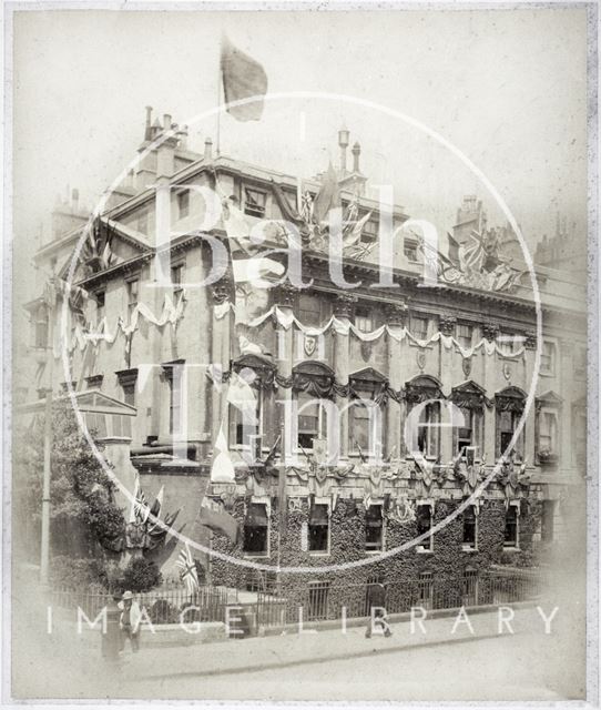 Decorations at the County Club on the occasion of the Duke of York's marriage, Queen Square, Bath 1893