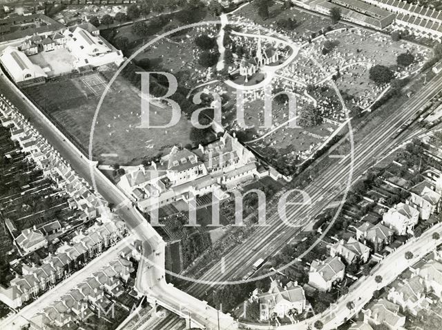 Aerial view of St. James's Cemetery and Railway, Bath c.1930