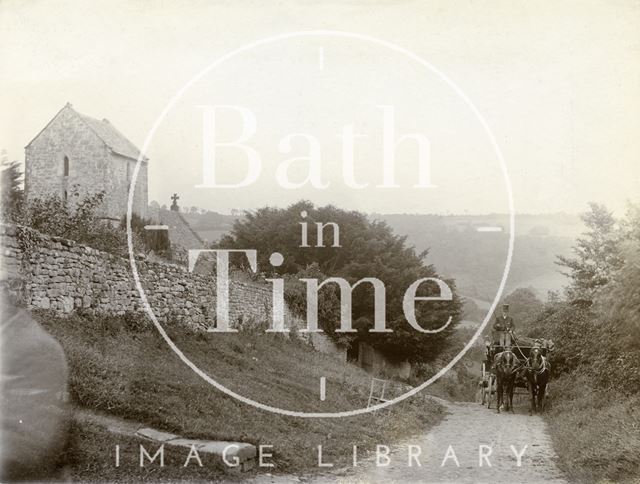 St. Mary Magdalene Church, Langridge with horse and cart in the foreground c.1900