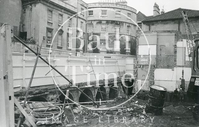 Demolition of new Royal Baths between Bath Street and St. Michael's Place, Bath 1986