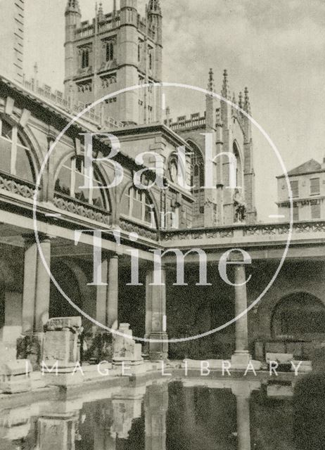 View of Bath Abbey from the Roman Baths c.1930