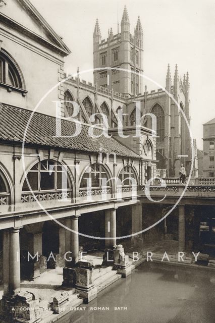 Corner of the Roman Great Bath, Bath c.1930