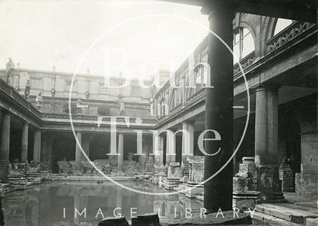 Roman Baths, Great Roman Bath looking west, Bath c.1930