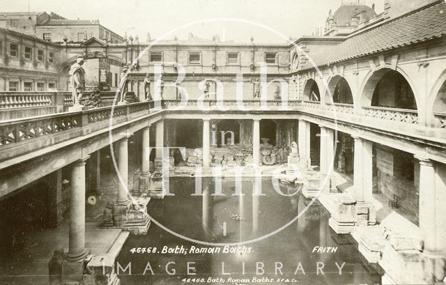 Great Bath looking west, Roman Baths, Bath 1901