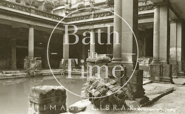 Roman Bath, southwest corner of the Great Roman Bath, Bath c.1912