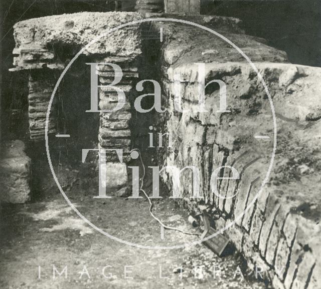 Roman remains at the Roman Baths, Bath 1920s - detail