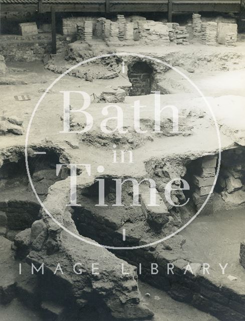 Roman Baths. Hypocaust and Culvert, Bath 1938