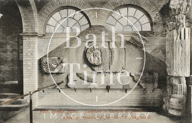 Roman Baths; Gorgon's Head and Temple Pediment, Bath 1907