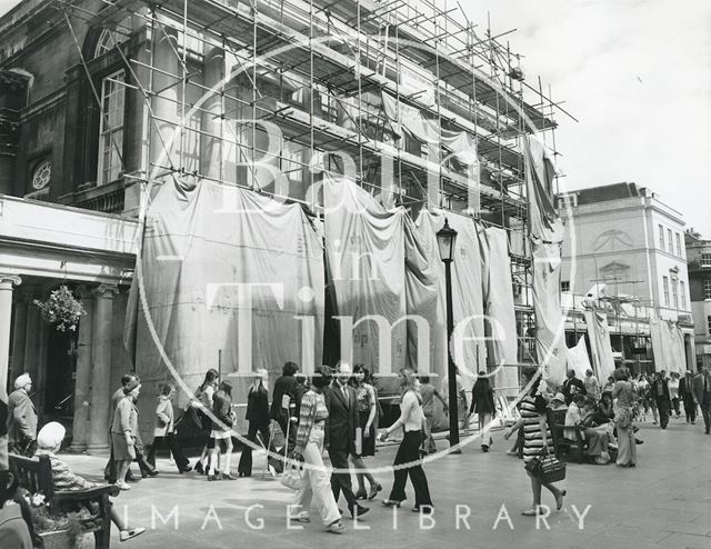 Work on the Stall St. frontage of the Pump Rooms, Bath 1974