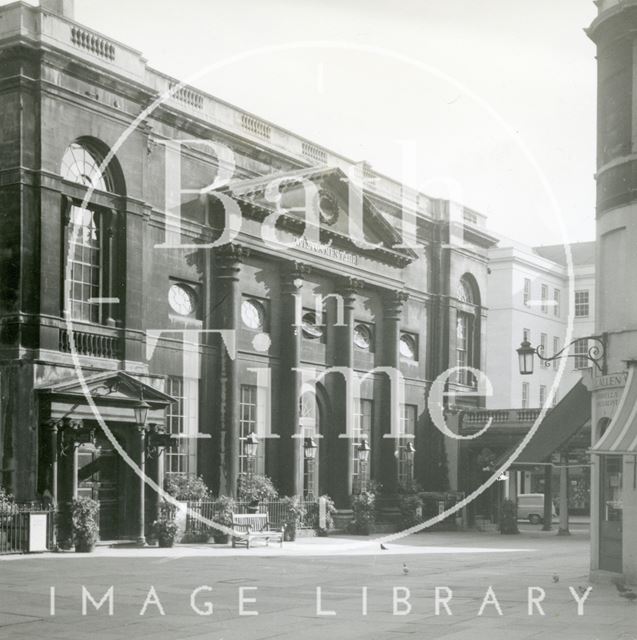 Exterior of the Pump Room looking southwest across Abbey Church Yard, Bath c.1960