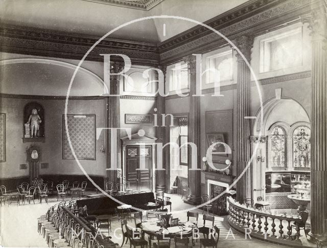 Pump Room interior showing enclosure reserved for subscribers, Bath c.1890