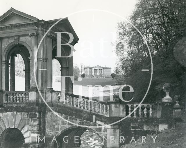 Prior Park showing part of the Palladian Bridge, Bath c.1975