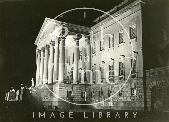 Prior Park main front, floodlit, Bath 1937