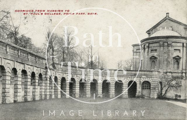 Corridor from mansion to St. Paul's College, Prior Park, Bath c.1906