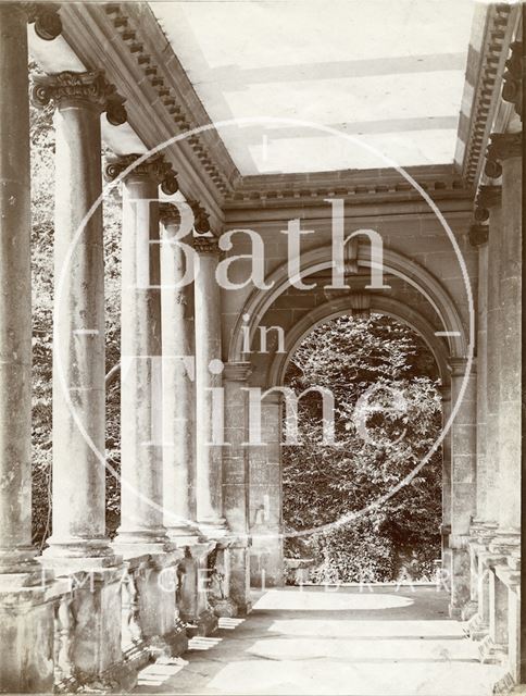 Interior of Palladian Bridge with graffiti, Prior Park, Bath c.1903