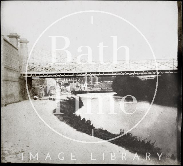 Part of a panorama of Motley's Bridge or Twerton Suspension Bridge, Bath 1849