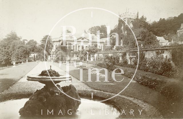 Widcombe Manor. South front with church tower, Bath c.1880