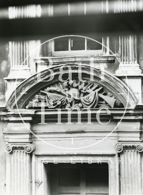 Emblem above the doorway at General Wolfe's house, 5, Trim Street, Bath c.1950?