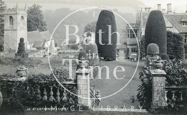 St. Catherine's Court, view of garden and church c.1930