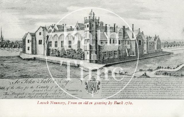 Lacock Nunnery, Wiltshire from an engraving by Buck 1732