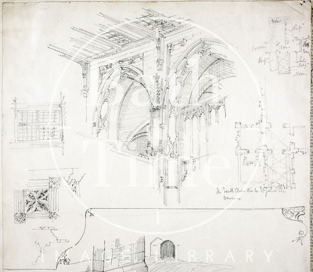 Drawing of ceiling. St. John's Church, Devizes, Wiltshire 1872