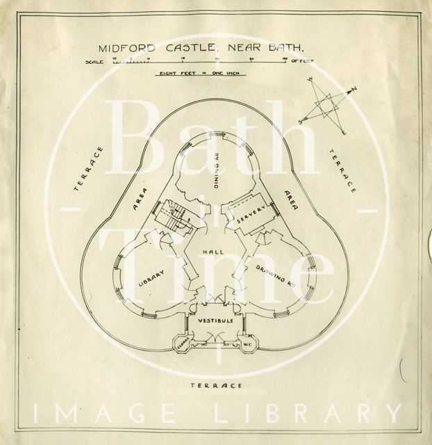 Plan of Midford Castle near Bath c.1920