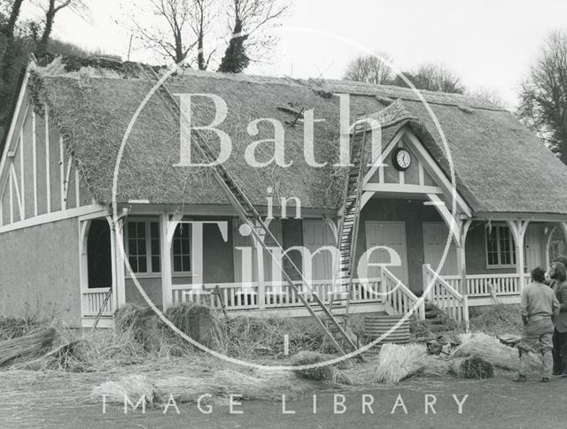 Rethatching of the Cricket Pavilion at Monkton Combe School 1975