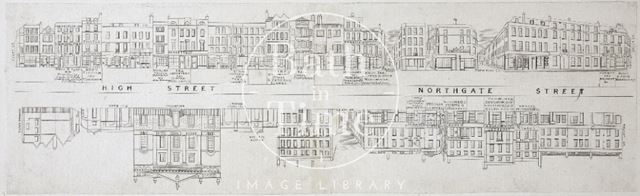 Street Panorama of High Street and Northgate Street, Bath 1841