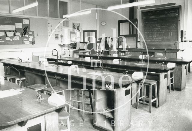 Hayesfield School, Bath - interior showing the chemistry lab c.1992