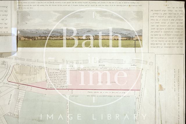 Plan of proposed improvements on the lower part of the Crescent Fields in front of Royal Crescent, Bath 1810