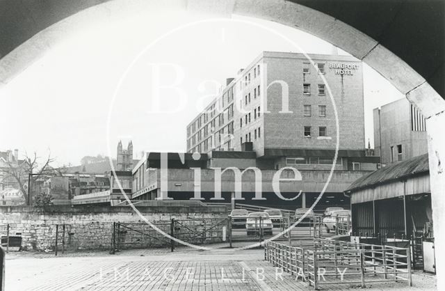 Beaufort Hotel seen from the Cattle Market, Walcot Street, Bath 1983