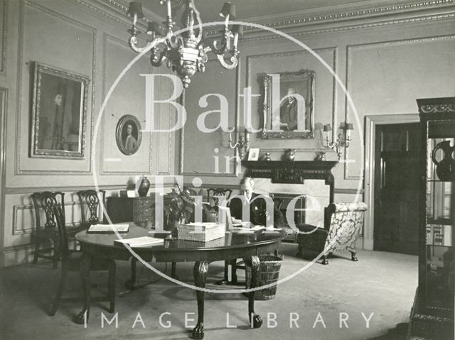 Guildhall Mayors Parlour showing Councillor Plowman seated, Bath 1944