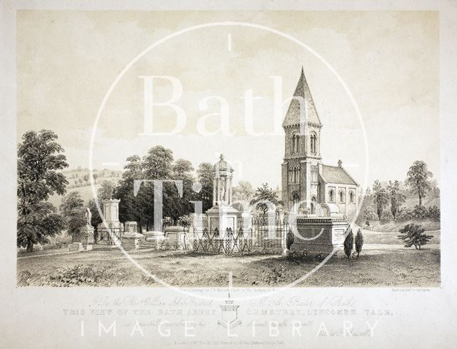 View of the Bath Abbey Cemetery, Lyncombe Vale, Bath 1850