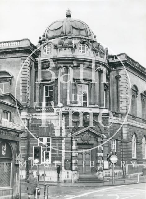 Central Library, Bridge Street view from Pulteney Bridge, Bath c.1970