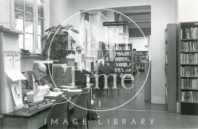 Bath Municipal Lending Library, Bridge Street - enquiry desk 1990 prior move to Podium