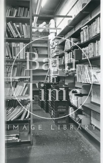 Bath Municipal Lending Library, Bridge Street - lower floor storage area 1990 prior move to Podium